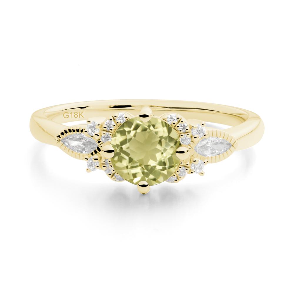 Round Lemon Quartz Floral Statement Ring - LUO Jewelry #metal_18k yellow gold