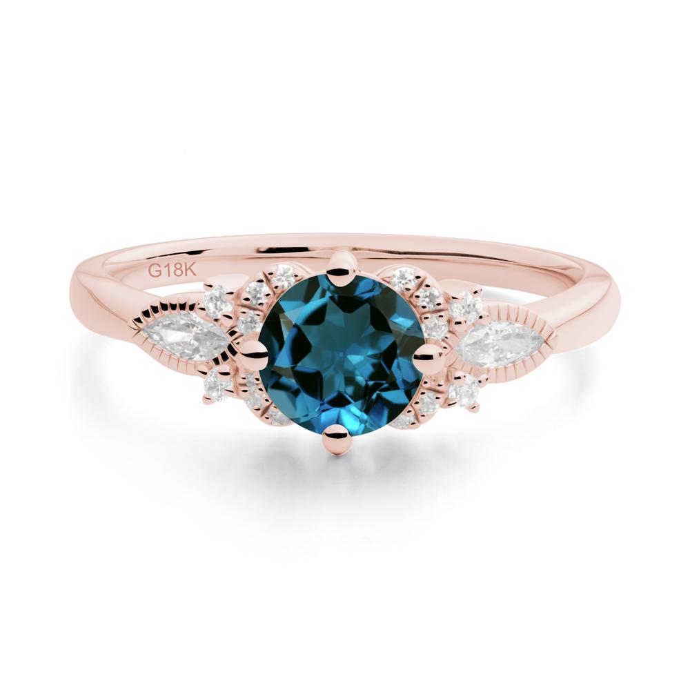 Round London Blue Topaz Floral Statement Ring - LUO Jewelry #metal_18k rose gold