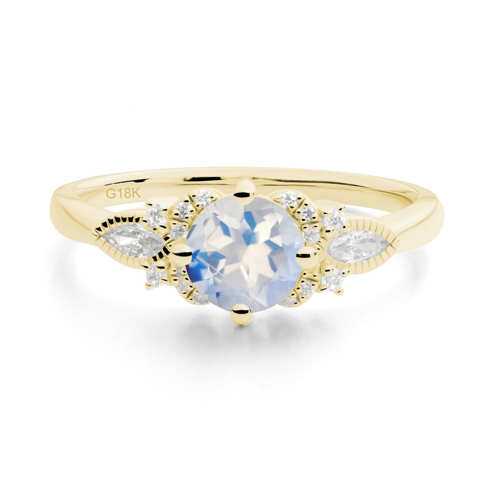 Round Moonstone Floral Statement Ring - LUO Jewelry #metal_18k yellow gold