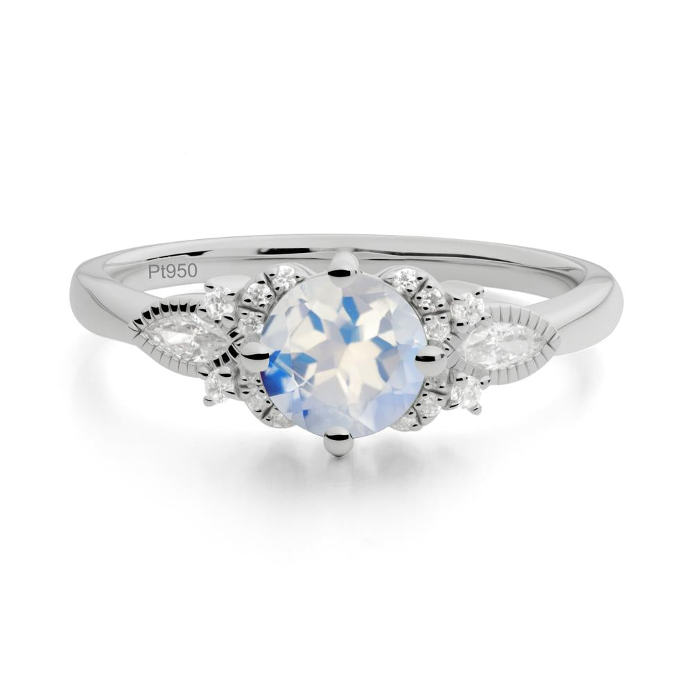 Round Moonstone Floral Statement Ring - LUO Jewelry #metal_platinum