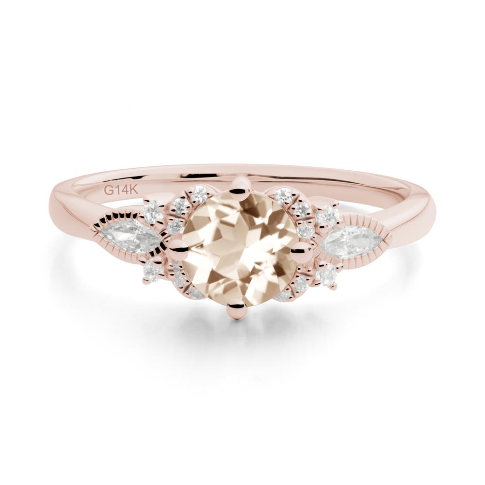 Round Morganite Floral Statement Ring - LUO Jewelry #metal_14k rose gold