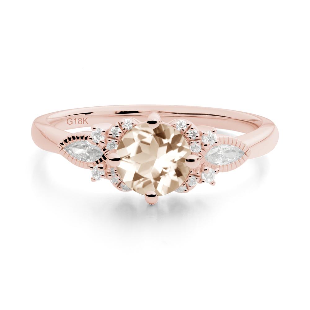 Round Morganite Floral Statement Ring - LUO Jewelry #metal_18k rose gold
