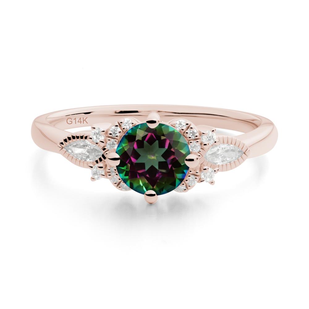 Round Mystic Topaz Floral Statement Ring - LUO Jewelry #metal_14k rose gold