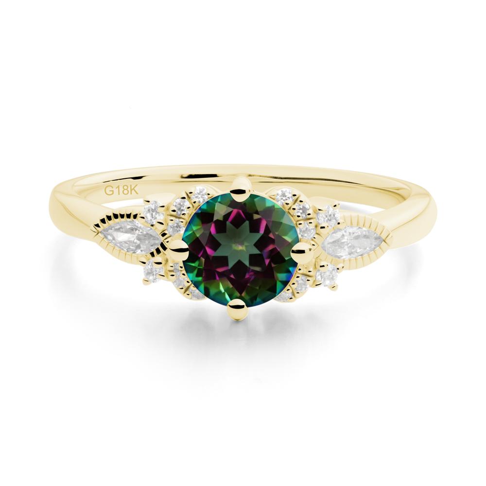 Round Mystic Topaz Floral Statement Ring - LUO Jewelry #metal_18k yellow gold