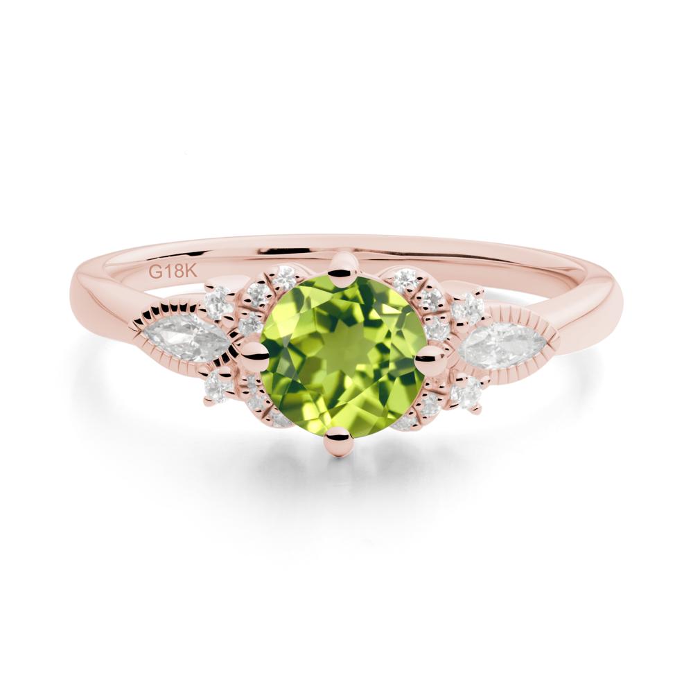 Round Peridot Floral Statement Ring - LUO Jewelry #metal_18k rose gold