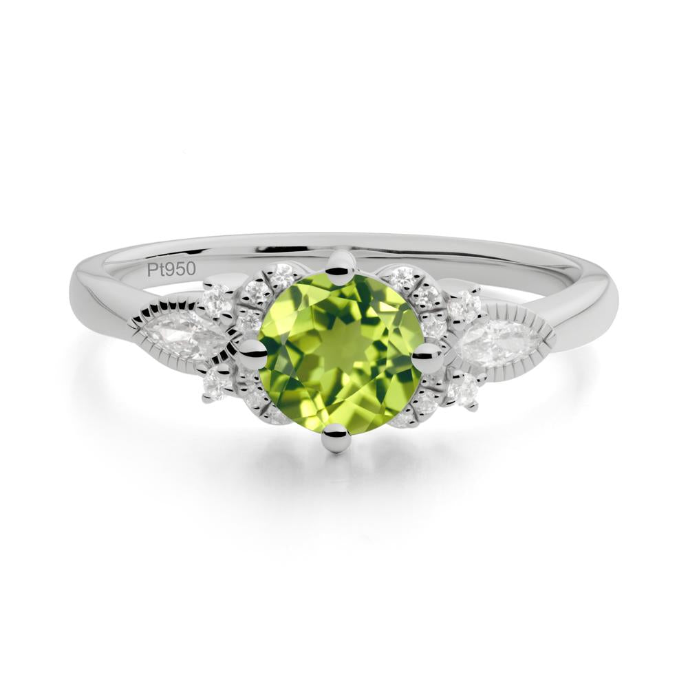 Round Peridot Floral Statement Ring - LUO Jewelry #metal_platinum
