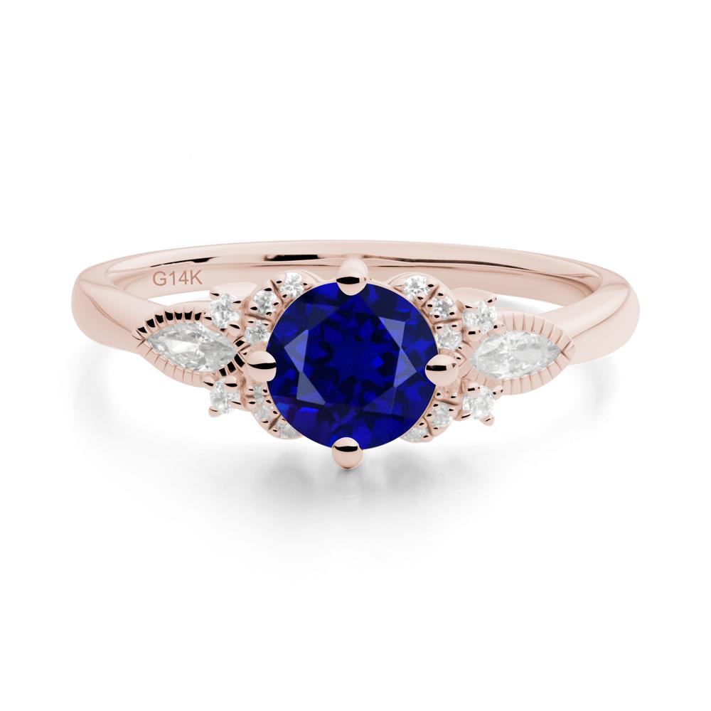 Round Sapphire Floral Statement Ring - LUO Jewelry #metal_14k rose gold