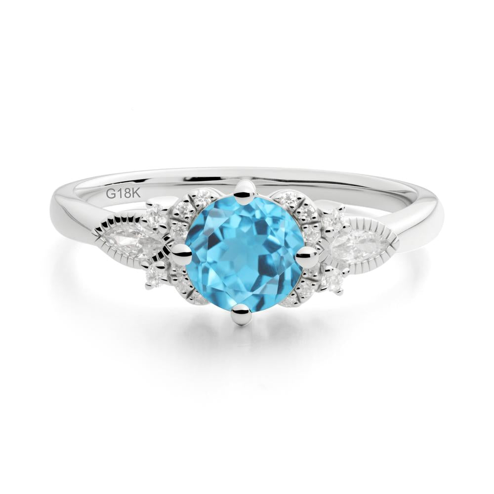 Round Swiss Blue Topaz Floral Statement Ring - LUO Jewelry #metal_18k white gold