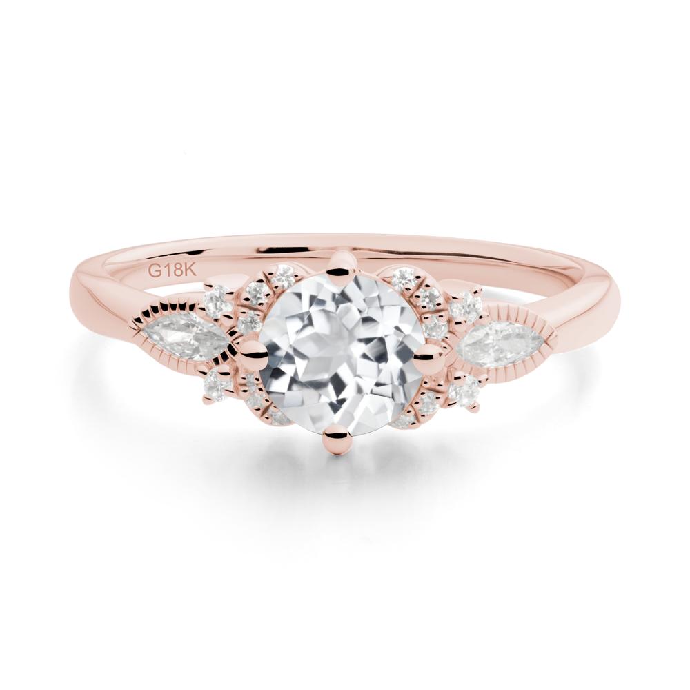 Round White Topaz Floral Statement Ring - LUO Jewelry #metal_18k rose gold