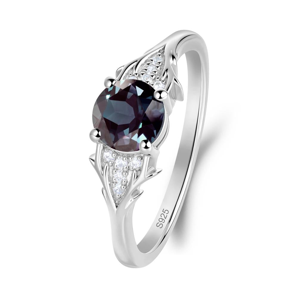 Round Alexandrite Branch Engagement Ring - LUO Jewelry #metal_sterling silver