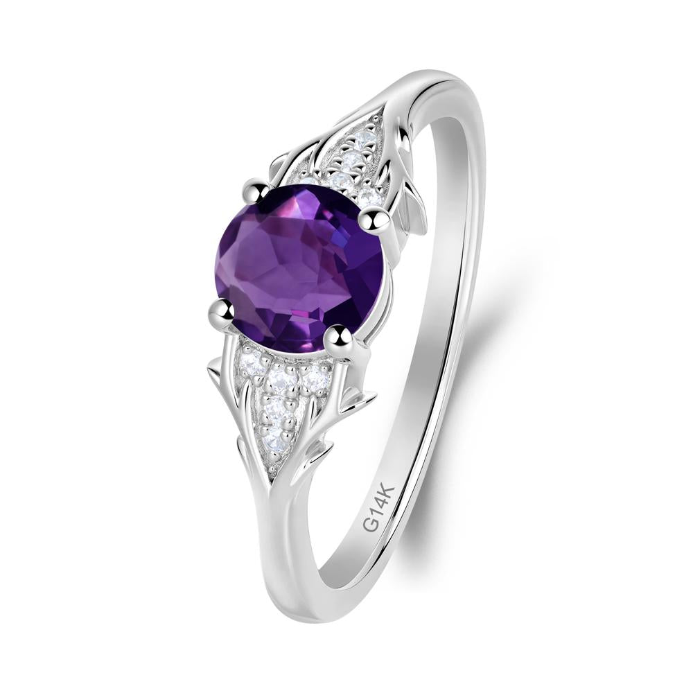 Nature Inspired Twig Textures Amethyst Ring - LUO Jewelry #metal_14k white gold