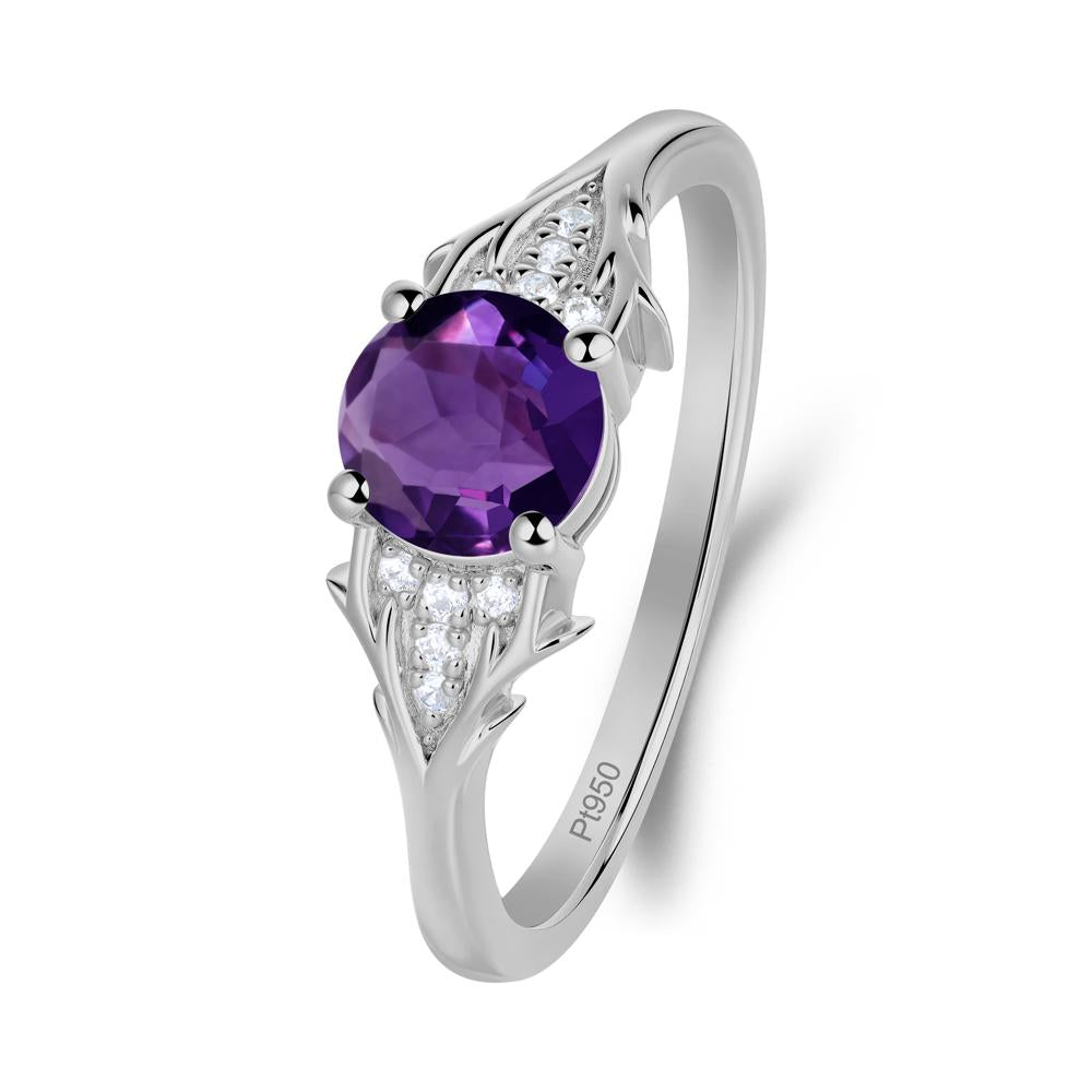 Nature Inspired Twig Textures Amethyst Ring - LUO Jewelry #metal_platinum