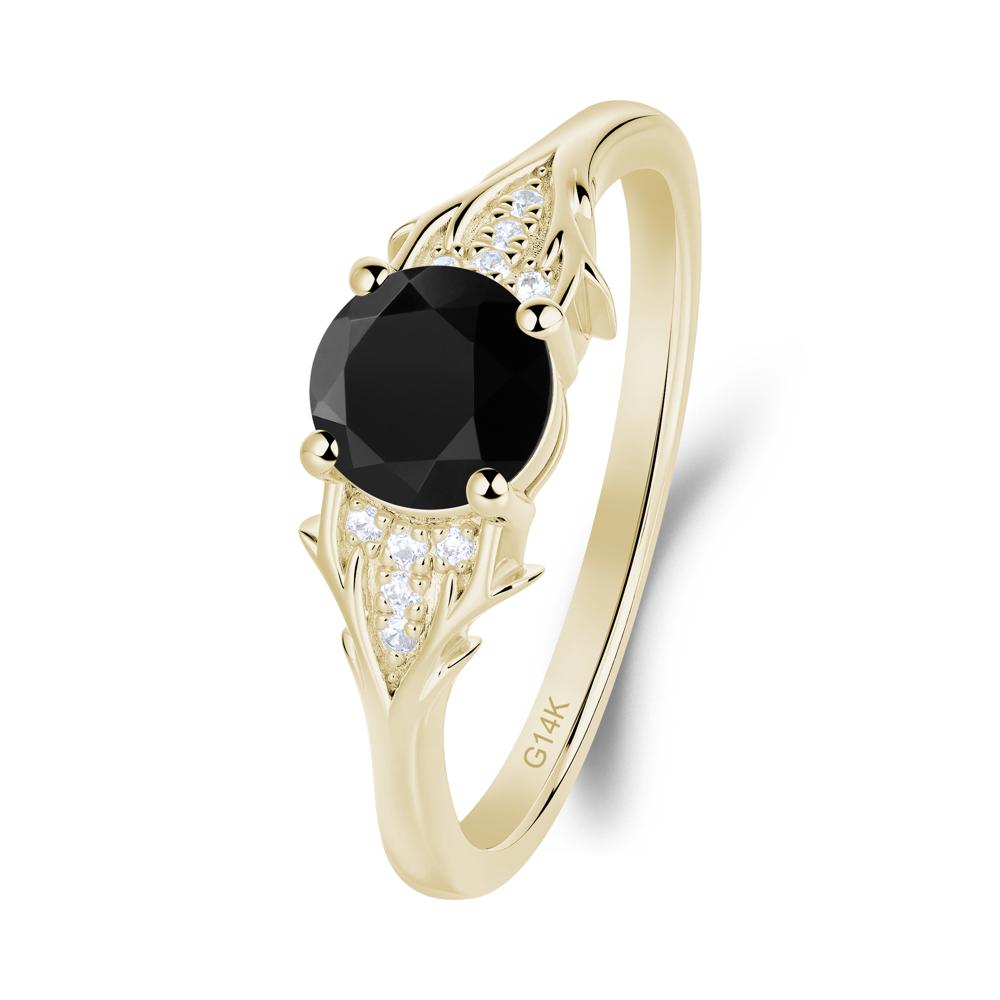 Nature Inspired Twig Textures Black Spinel Ring | LUO
