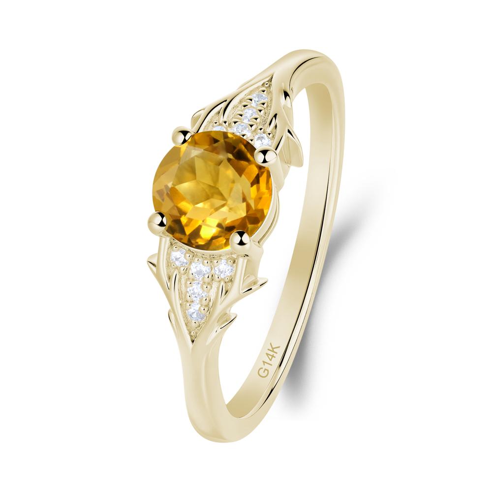 Round Citrine Branch Engagement Ring - LUO Jewelry #metal_14k yellow gold