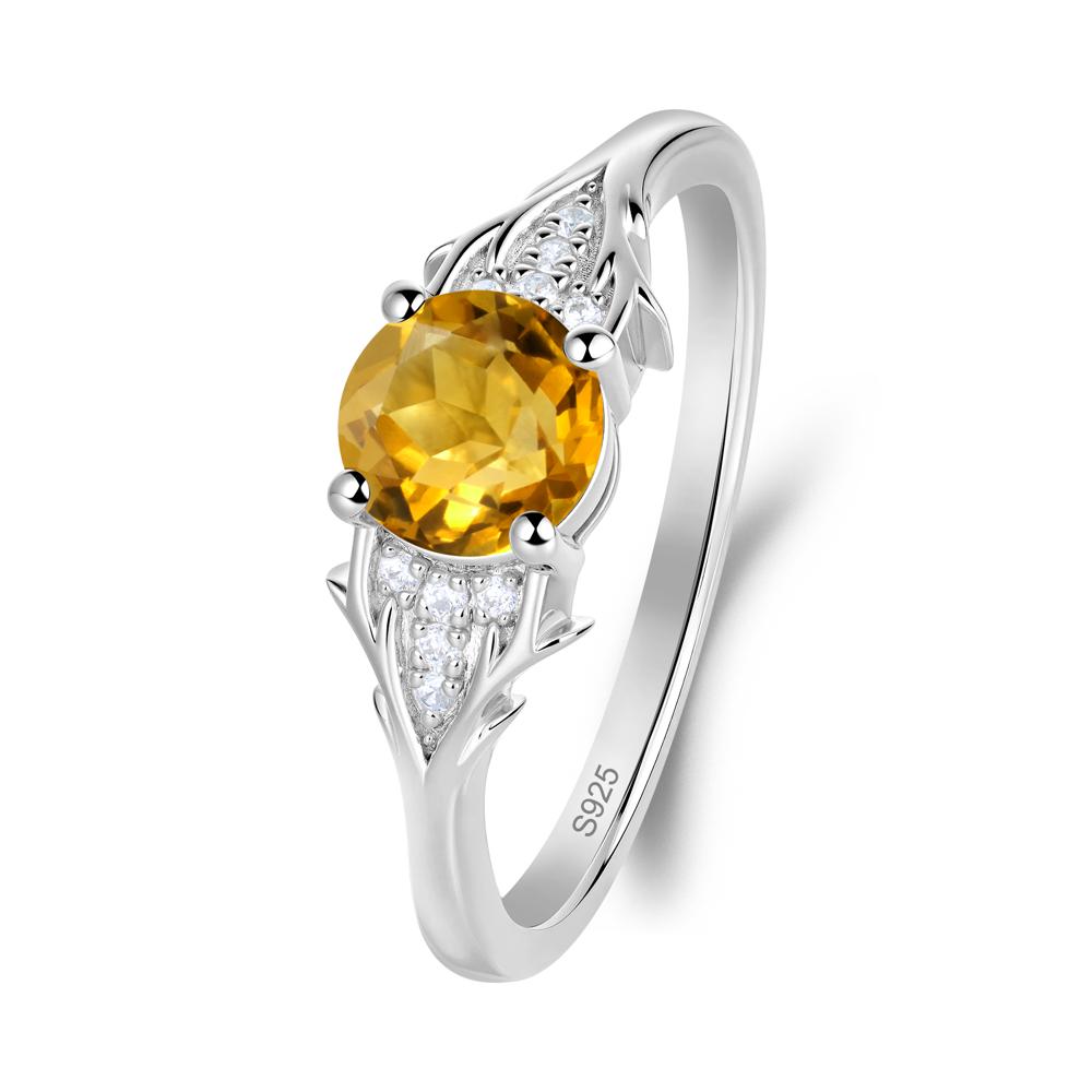 Round Citrine Branch Engagement Ring - LUO Jewelry #metal_sterling silver