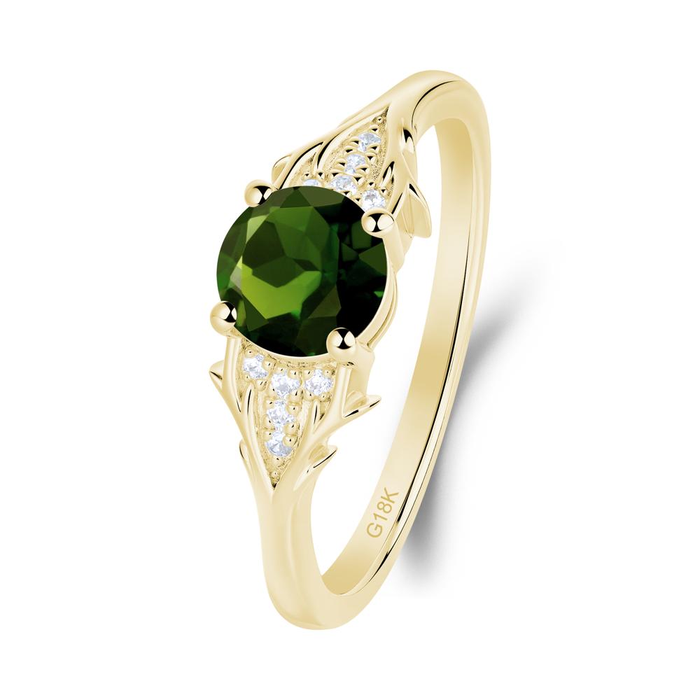Round Diopside Branch Engagement Ring - LUO Jewelry #metal_18k yellow gold