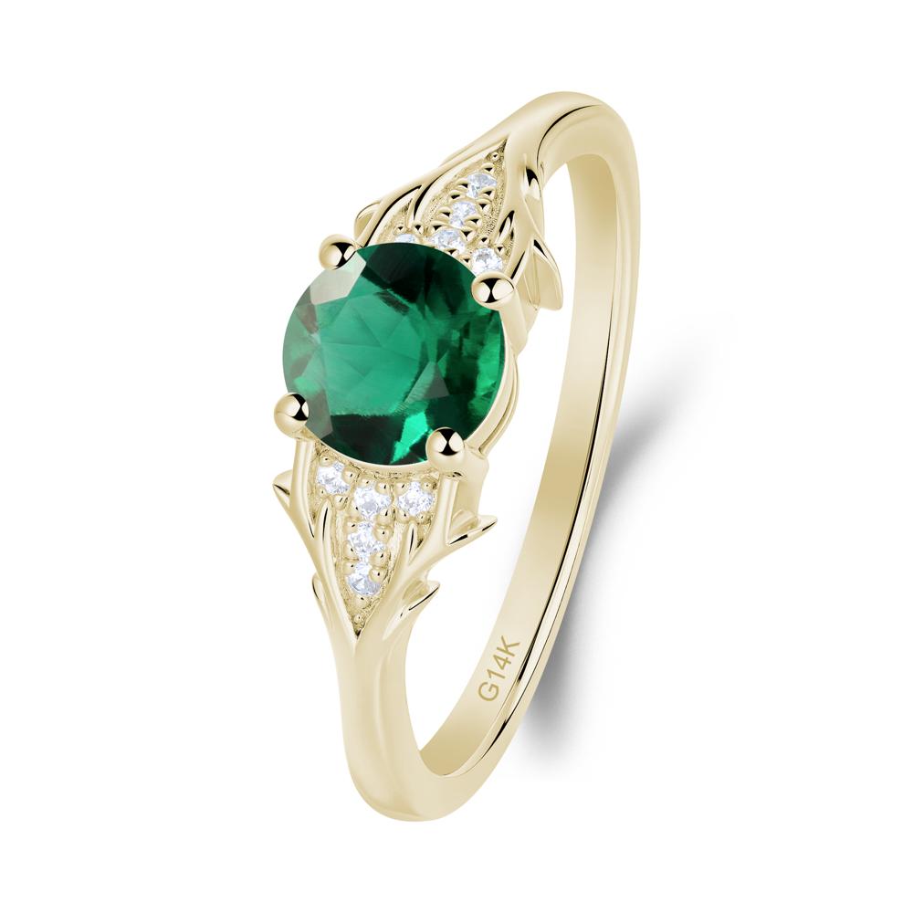 Round Emerald Branch Engagement Ring - LUO Jewelry #metal_14k yellow gold