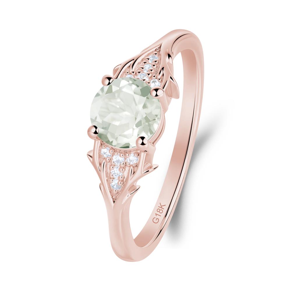Nature Inspired Twig Textures Green Amethyst Ring - LUO Jewelry #metal_18k rose gold