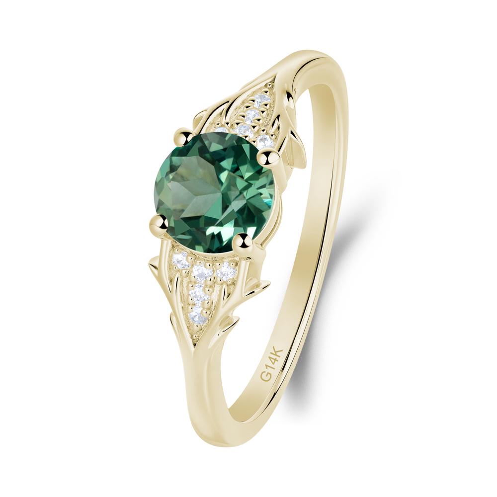 Round Green Sapphire Branch Engagement Ring - LUO Jewelry #metal_14k yellow gold