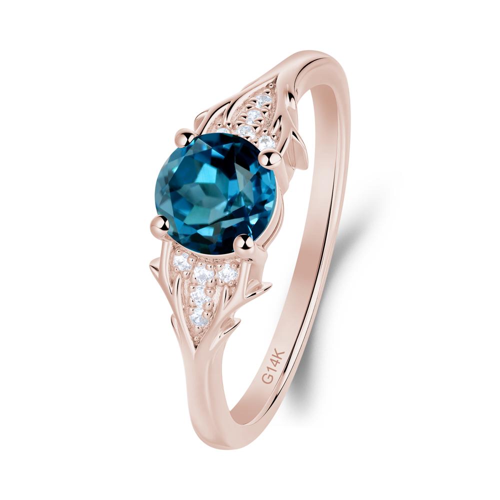 Round London Blue Topaz Branch Engagement Ring - LUO Jewelry #metal_14k rose gold
