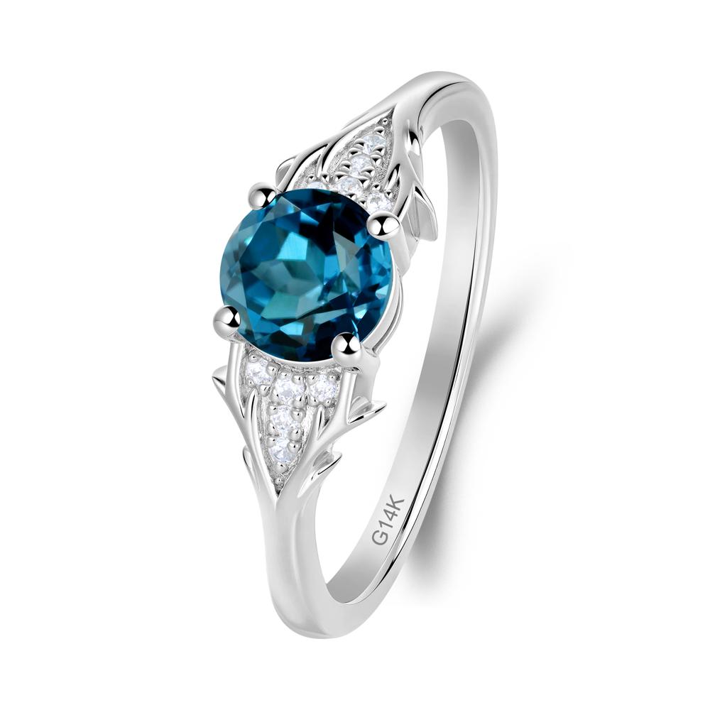 Round London Blue Topaz Branch Engagement Ring - LUO Jewelry #metal_14k white gold