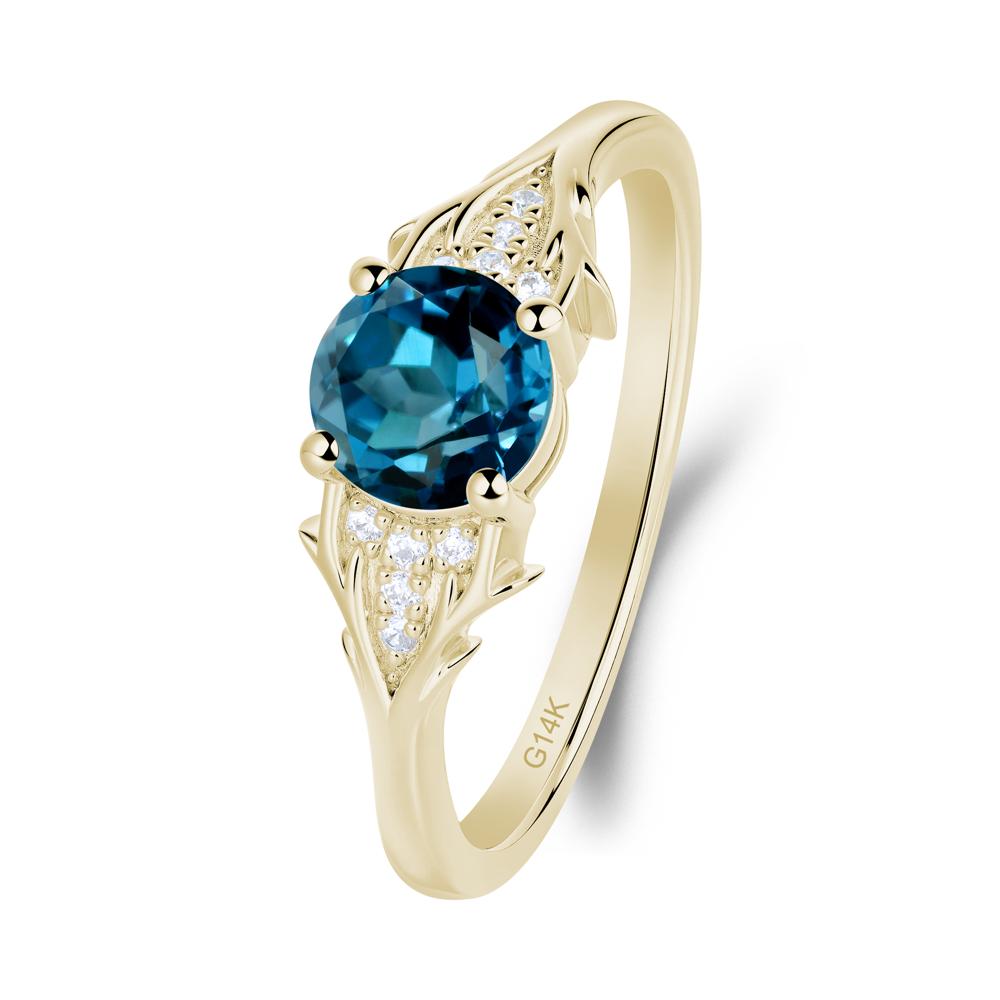 Round London Blue Topaz Branch Engagement Ring - LUO Jewelry #metal_14k yellow gold