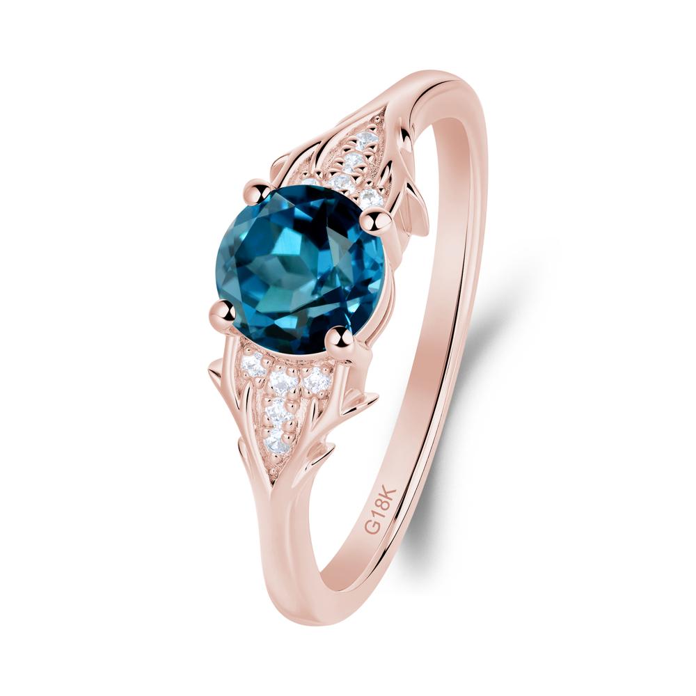 Round London Blue Topaz Branch Engagement Ring - LUO Jewelry #metal_18k rose gold