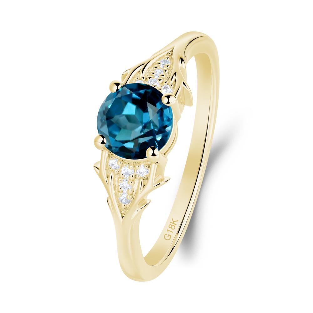 Round London Blue Topaz Branch Engagement Ring - LUO Jewelry #metal_18k yellow gold