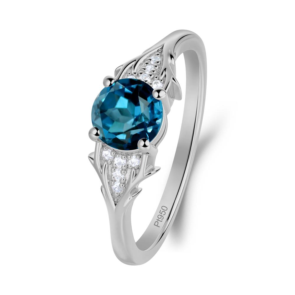 Round London Blue Topaz Branch Engagement Ring - LUO Jewelry #metal_platinum