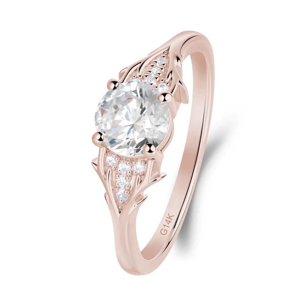 Round Moissanite Branch Engagement Ring - LUO Jewelry #metal_14k rose gold