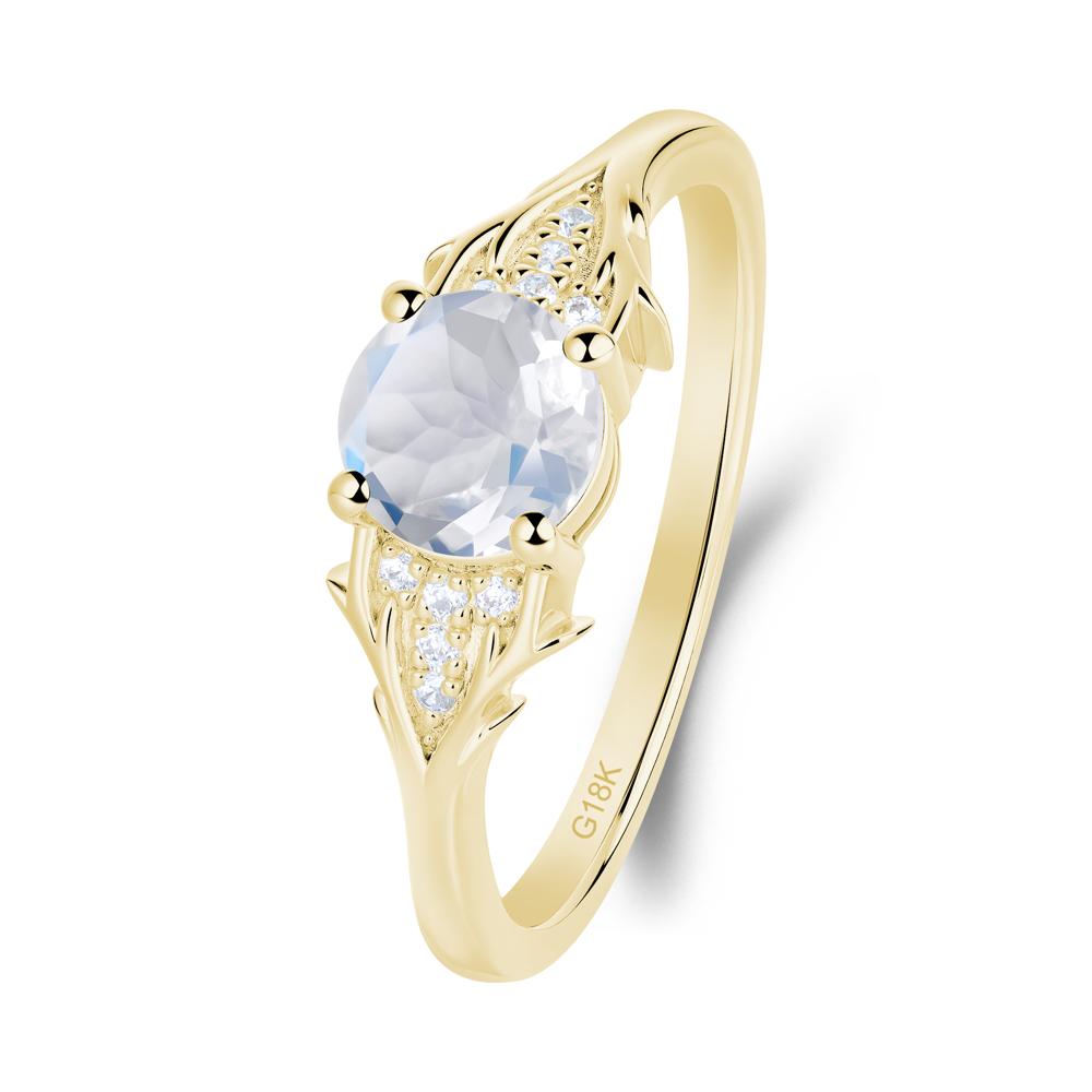 Round Moonstone Branch Engagement Ring - LUO Jewelry #metal_18k yellow gold