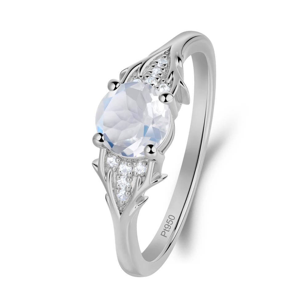 Round Moonstone Branch Engagement Ring - LUO Jewelry #metal_platinum