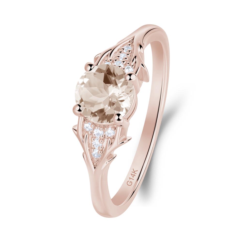 Round Morganite Branch Engagement Ring - LUO Jewelry #metal_14k rose gold