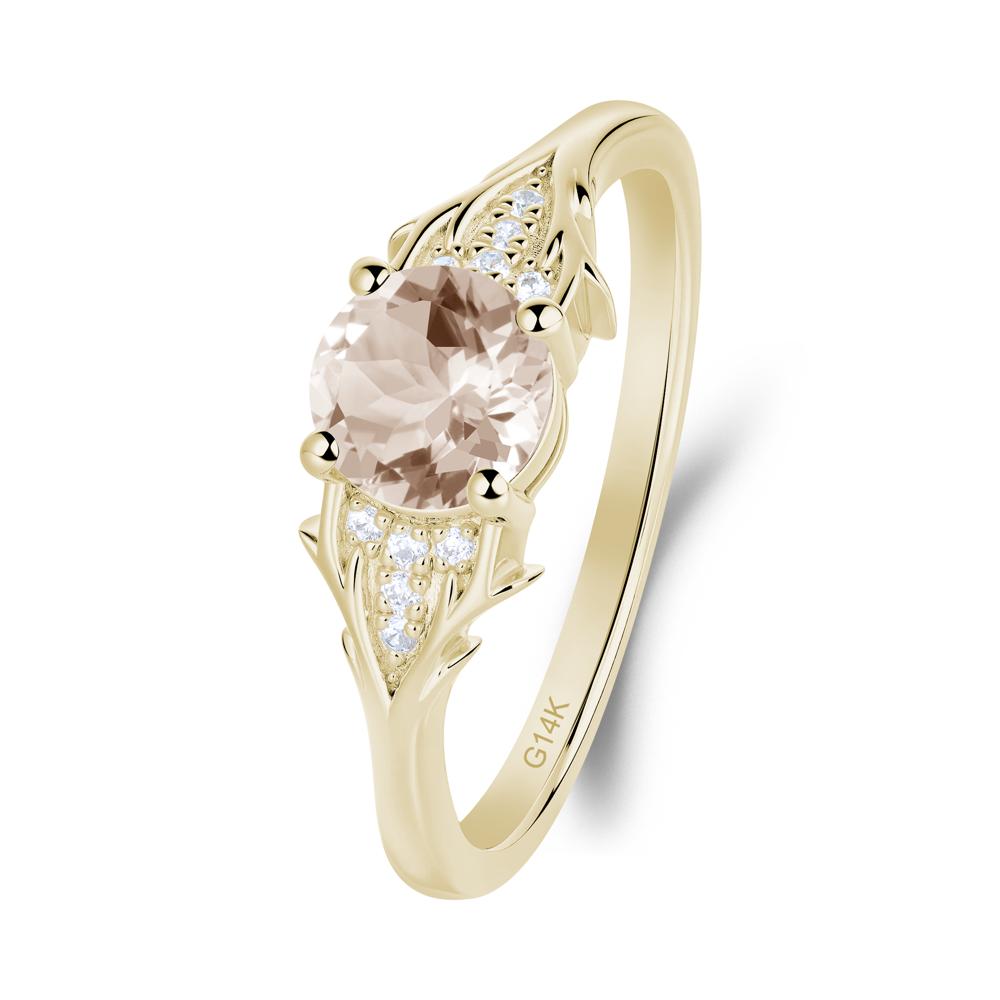 Round Morganite Branch Engagement Ring - LUO Jewelry #metal_14k yellow gold