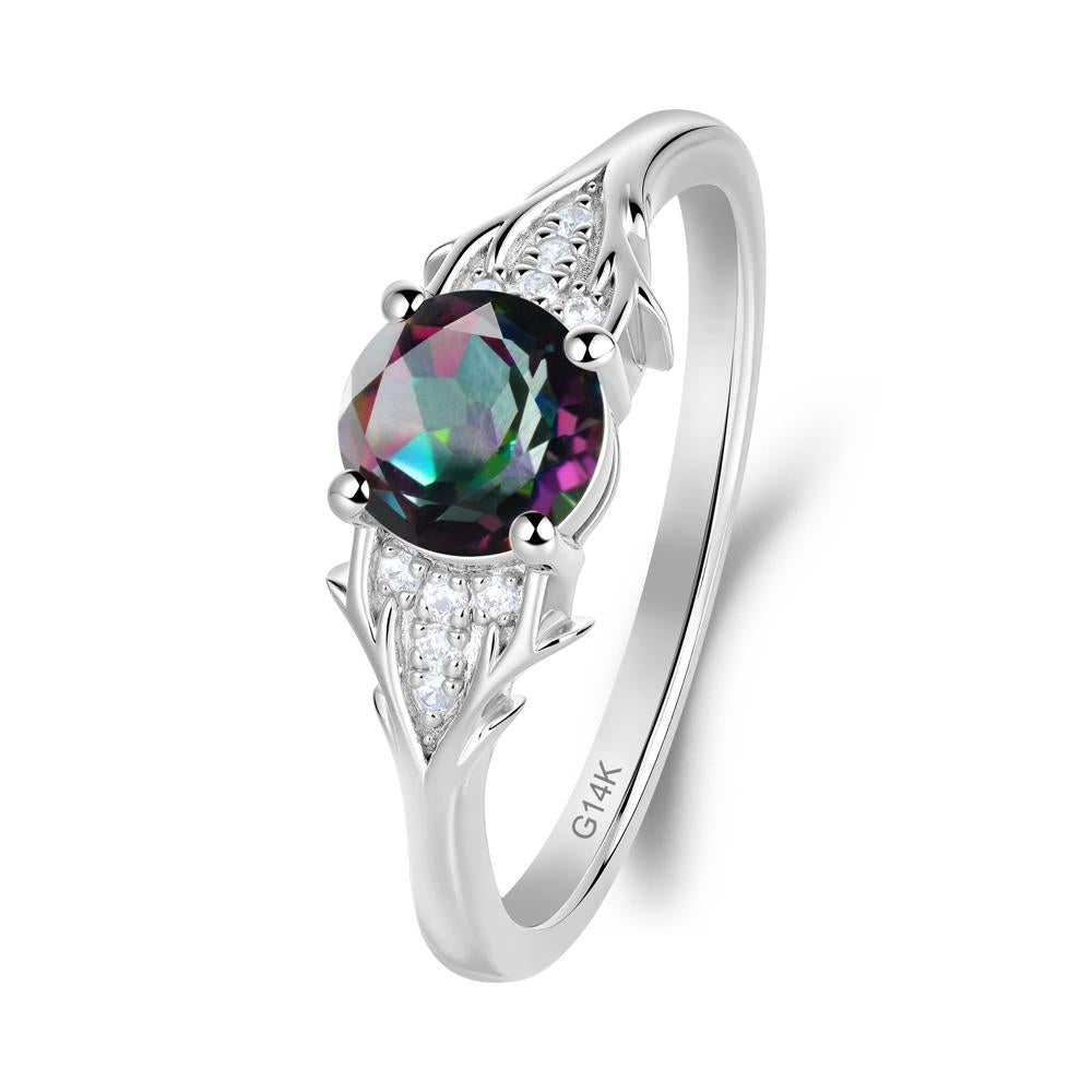 Nature Inspired Twig Textures Mystic Topaz Ring - LUO Jewelry #metal_14k white gold