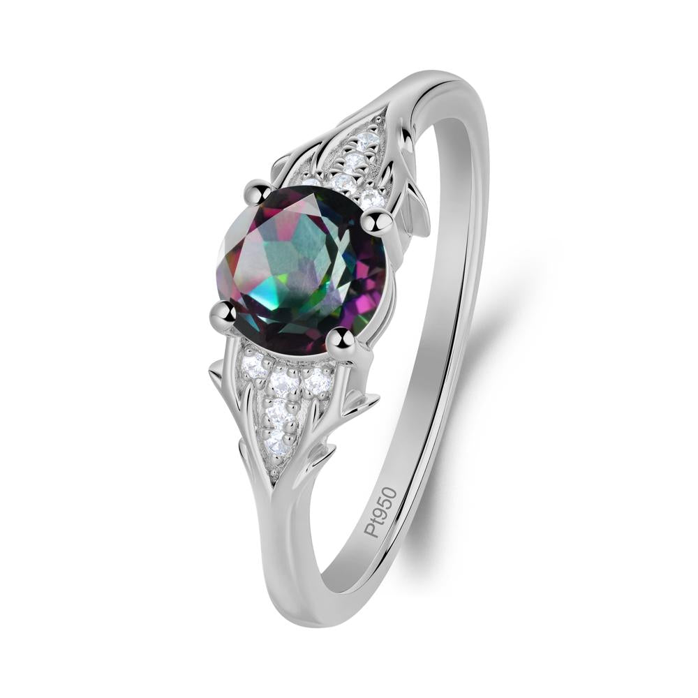 Nature Inspired Twig Textures Mystic Topaz Ring - LUO Jewelry #metal_platinum