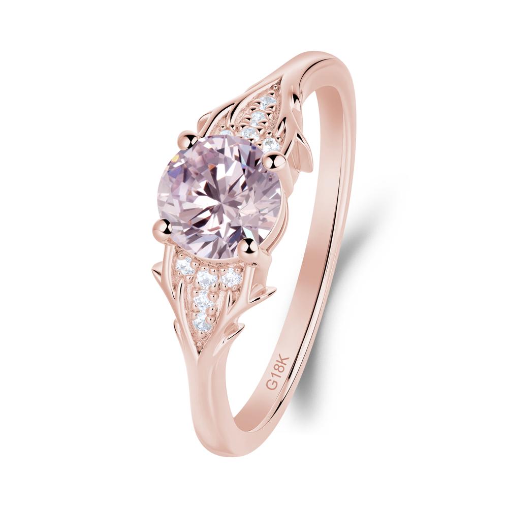 Round Pink Cubic Zirconia Branch Engagement Ring - LUO Jewelry #metal_18k rose gold