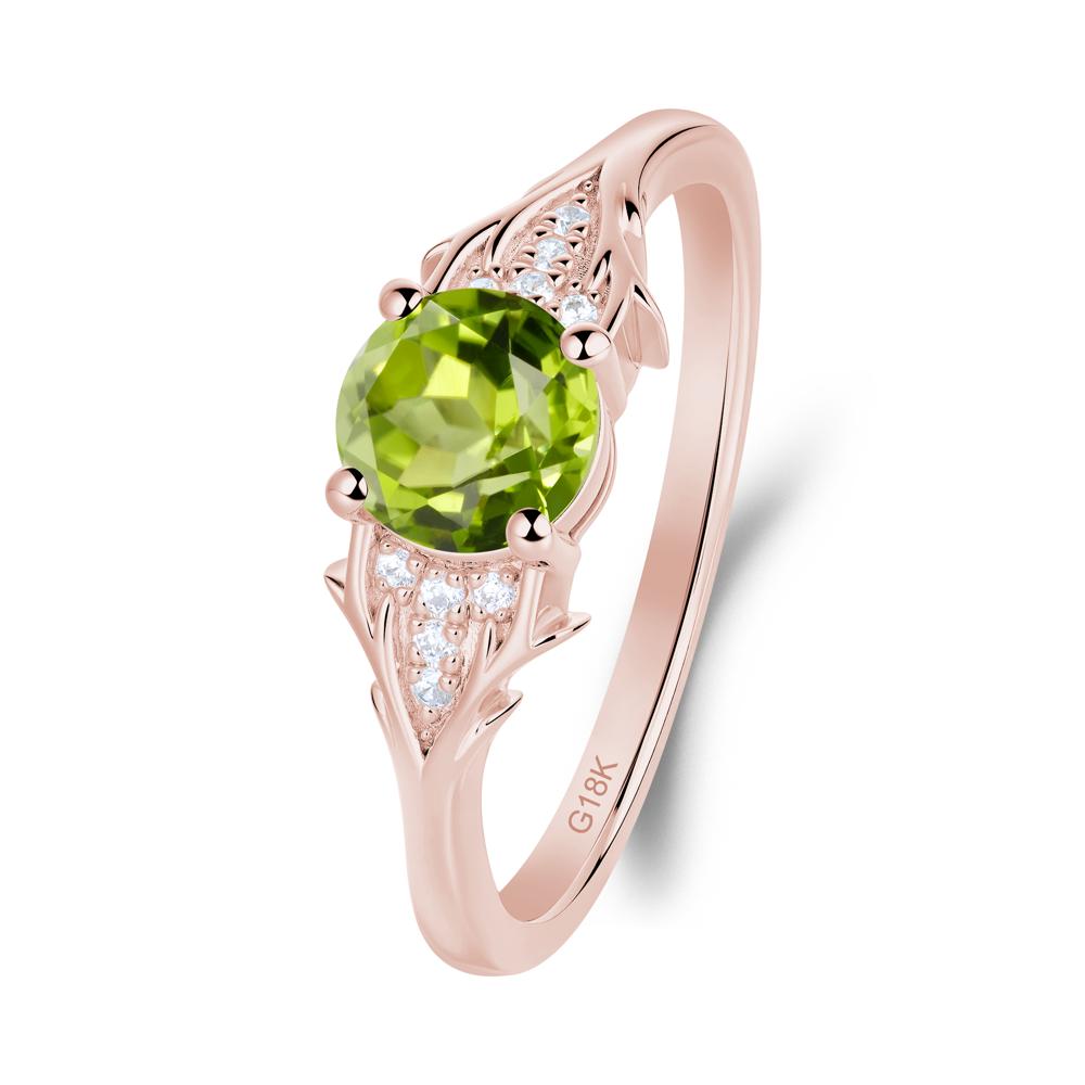 Nature Inspired Twig Textures Peridot Ring - LUO Jewelry #metal_18k rose gold