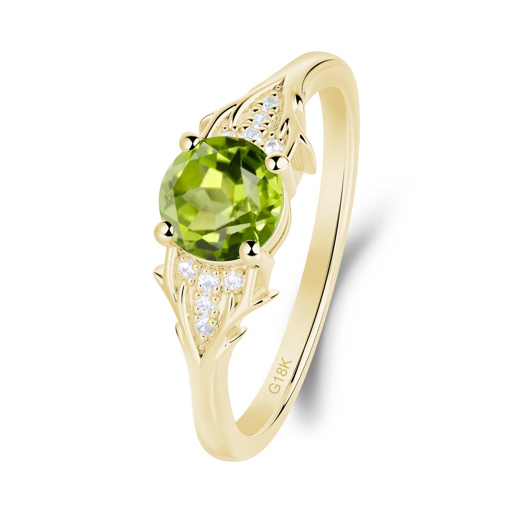 Nature Inspired Twig Textures Peridot Ring - LUO Jewelry #metal_18k yellow gold