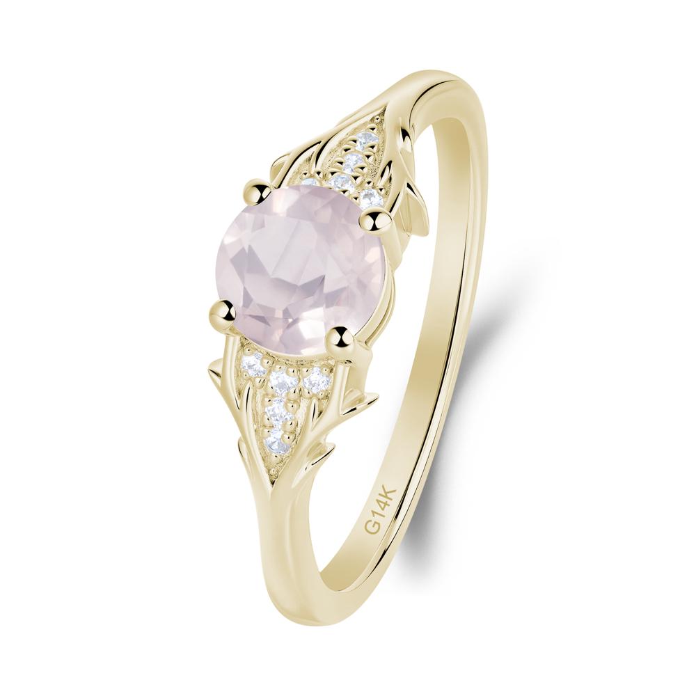Round Rose Quartz Branch Engagement Ring | LUO