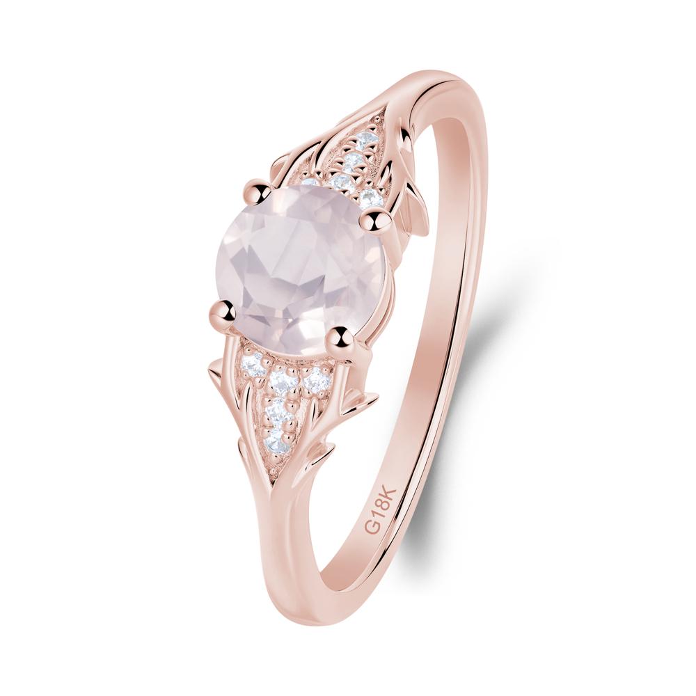 Round Rose Quartz Branch Engagement Ring - LUO Jewelry #metal_18k rose gold