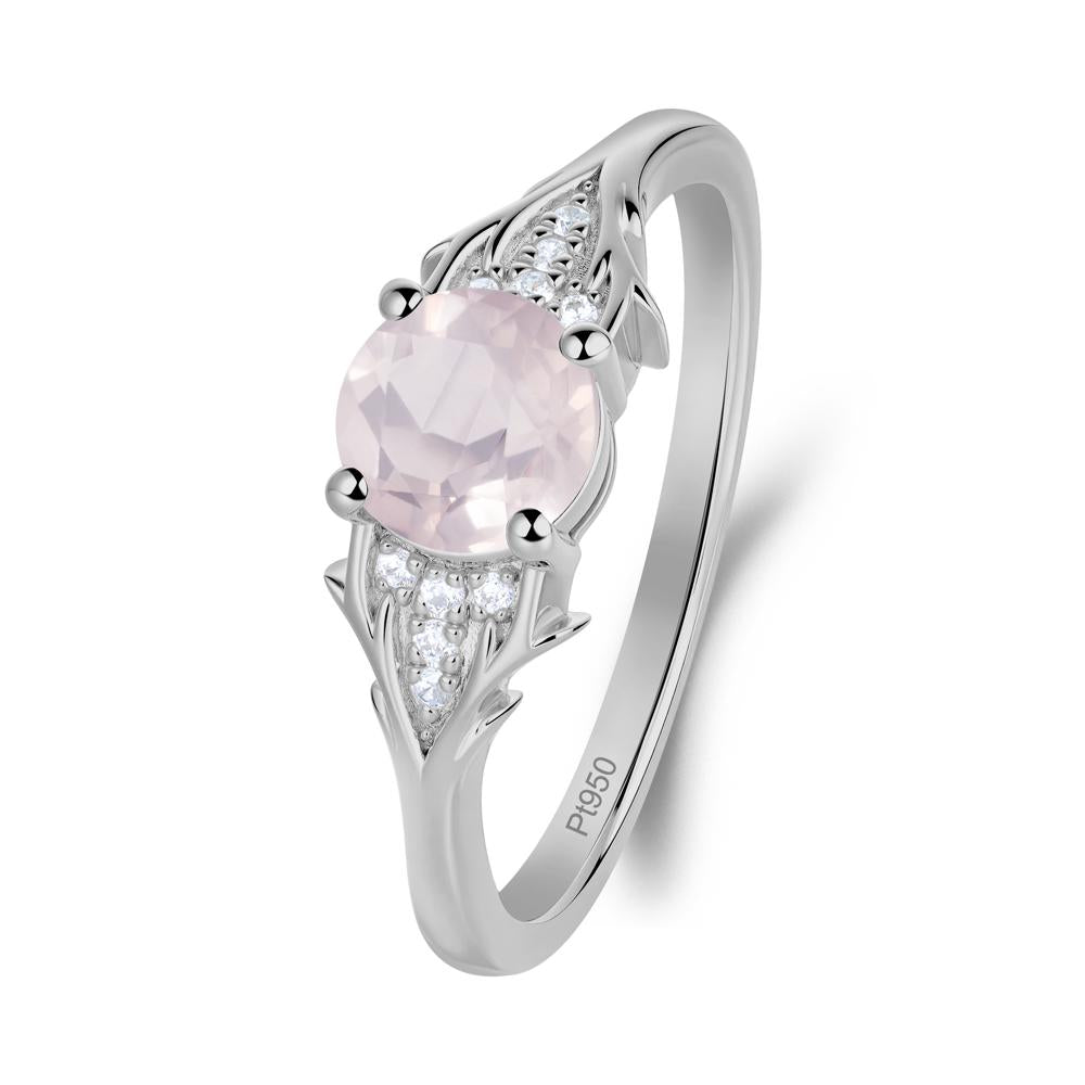 Round Rose Quartz Branch Engagement Ring - LUO Jewelry #metal_platinum