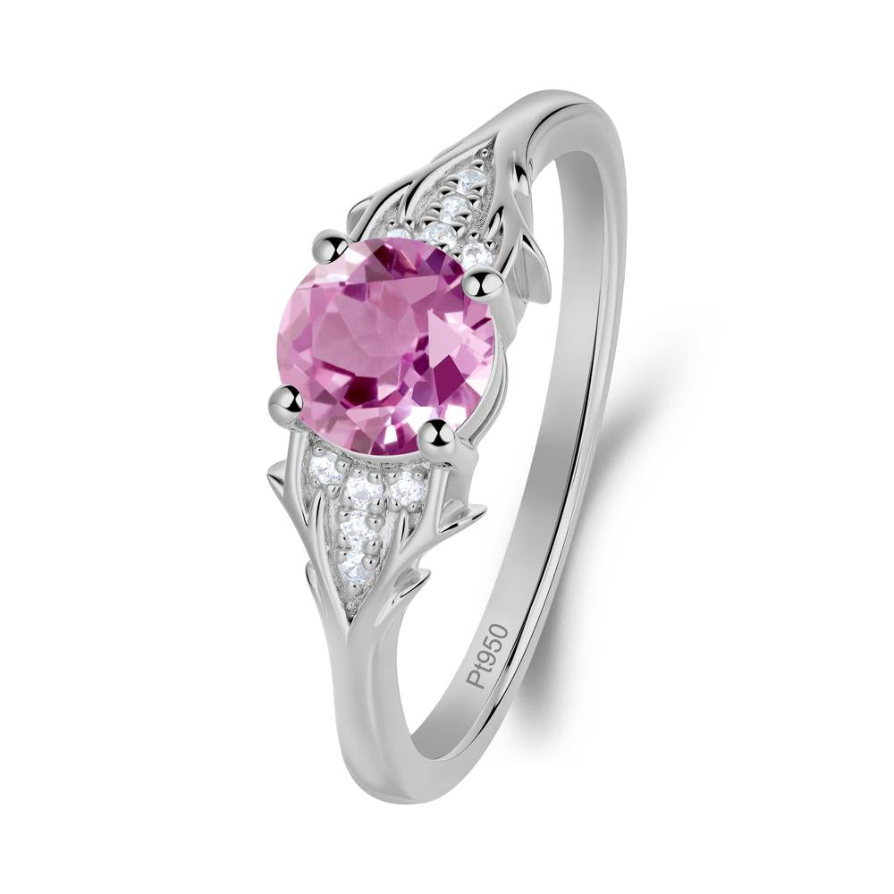 Nature Inspired Twig Textures Pink Sapphire Ring - LUO Jewelry #metal_platinum