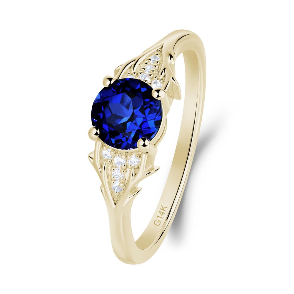Round Sapphire Branch Engagement Ring - LUO Jewelry #metal_14k yellow gold