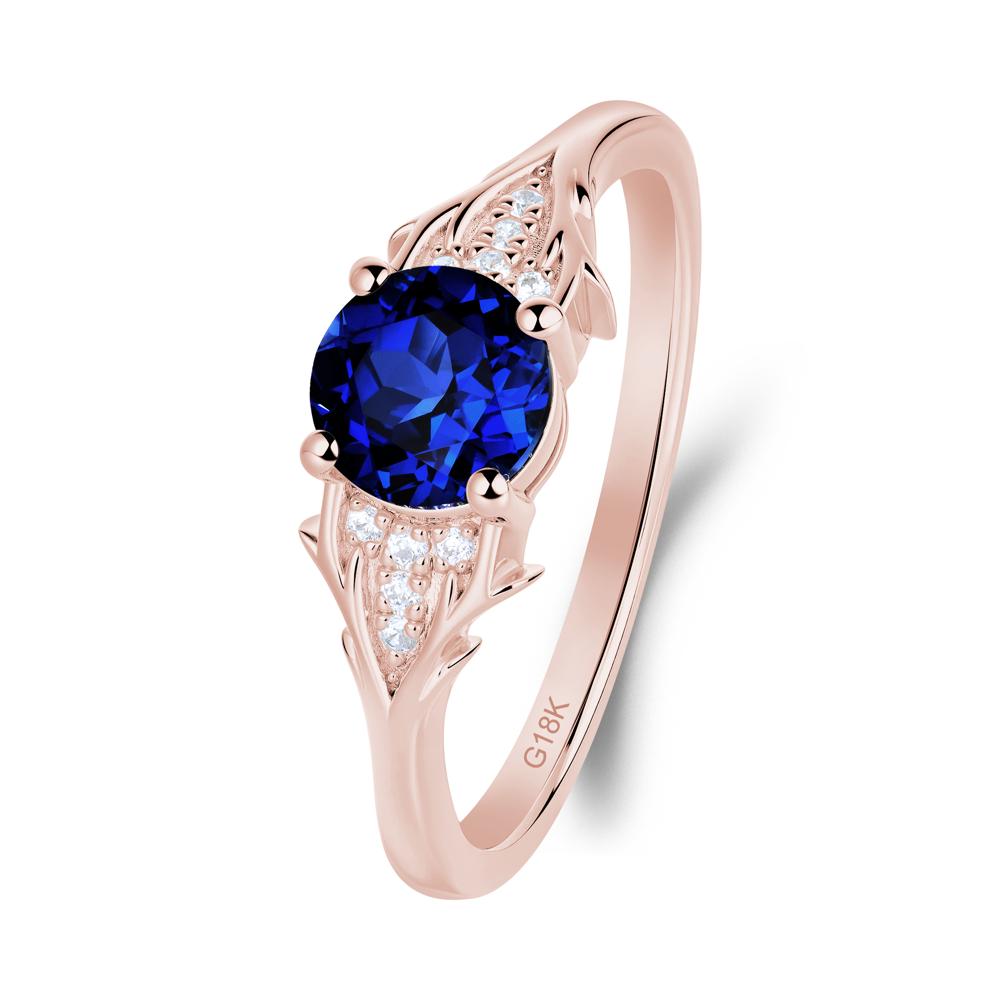 Round Sapphire Branch Engagement Ring - LUO Jewelry #metal_18k rose gold