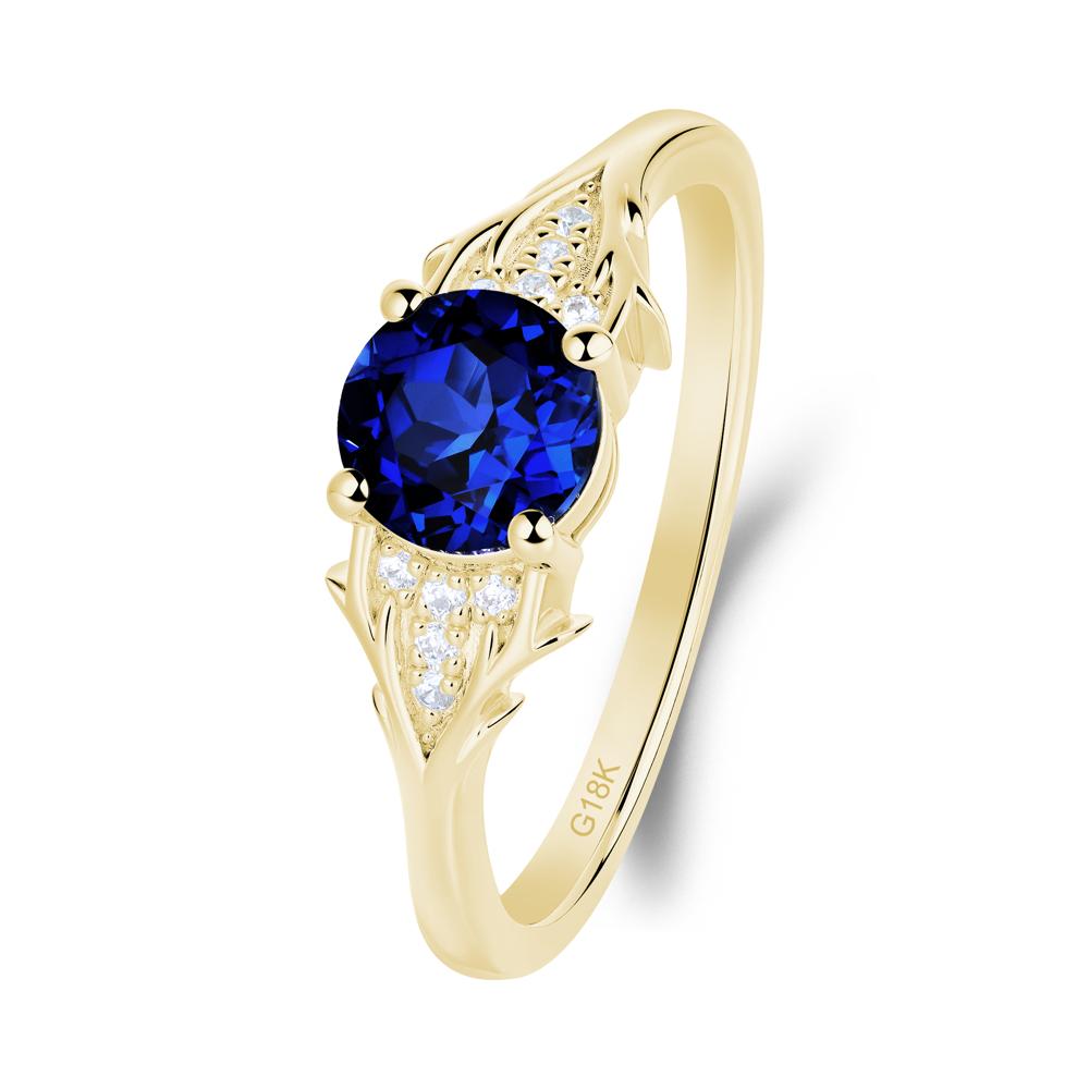 Round Sapphire Branch Engagement Ring - LUO Jewelry #metal_18k yellow gold
