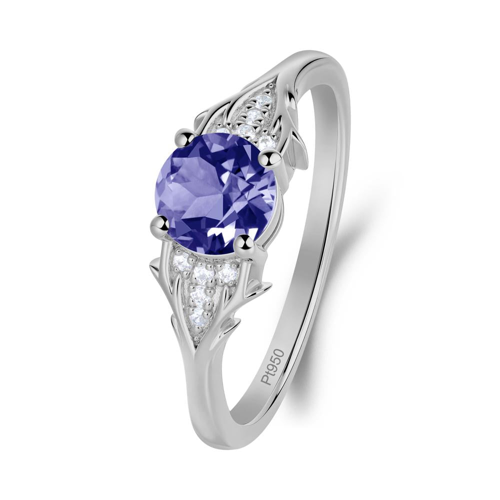 Nature Inspired Twig Textures Tanzanite Ring - LUO Jewelry #metal_platinum