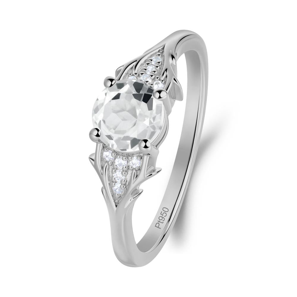 Round White Topaz Branch Engagement Ring - LUO Jewelry #metal_platinum