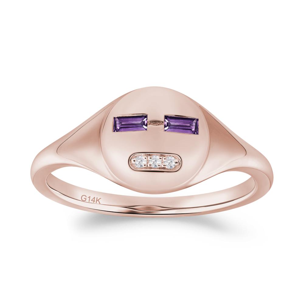 Abstract Face Inspired Amethyst Signet Ring - LUO Jewelry #metal_14k rose gold