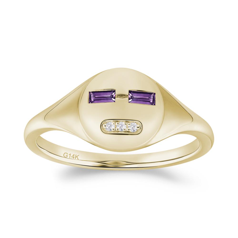 Abstract Face Inspired Amethyst Signet Ring - LUO Jewelry #metal_14k yellow gold